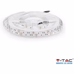 Striscia LED V-Tac con LED 5050 Multicolore RGB. La striscia misura 5 metri ed è composta da 60 LED per metro. Il fascio lumi ...