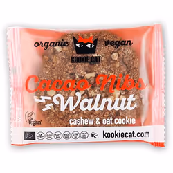 Kookie Cat Cacao Nibs Walnut, Biscotto, Mandorla, 50 g, Rotondo, CE, 488 kcal