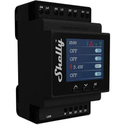 Pro 4PM Interruttore Professionale Relè 4 Contatti, Wi-Fi per Automazione Domestica, Comandi Vocali Amazon Alexa, Google Home e mqtt, nero - Shelly