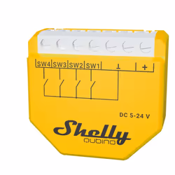 Shelly Qubino Wave i4 DC Interruttore intelligente Giallo - Vista aggiuntiva 4