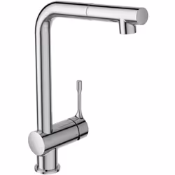 Ceralook. Linee pulite ed eleganti Rubinetto monocomando per cucina a L con bocca alta estraibile e orientabile, Cromato Misc ...