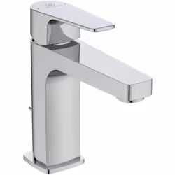 Miscelatore monocomando per lavabo con scarico verticale leva metallica con marcatura dell'acqua calda e fredda EasyFix siste ...
