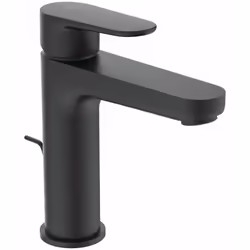 Miscelatore monocomando per lavabo versione: seta nera con sistema di scarico verticale leva metallica con marcatura dell'acq ...
