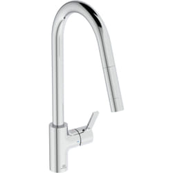 Ideal Standard - Gusto, Miscelatore monocomando per lavello da cucina, Bocca alta tubolare con doccetta orientabile ed estraibile a una funzione,