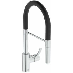 Ideal Standard Gusto - Miscelatore da lavello con braccio flessibile e doccetta, cromo/nero BD417AA