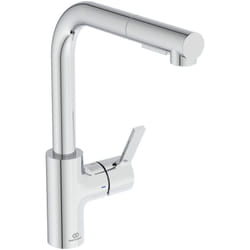 Ideal Standard - Gusto, Miscelatore monocomando per lavello da cucina, Bocca ad l tubolare con doccetta orientabile ed estraibile a due funzioni,