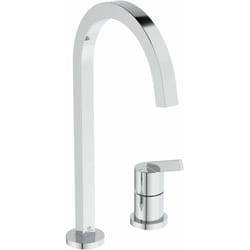 Gusto, Miscelatore monocomando per lavello da cucina a due fori, Bocca alta squadrata orientabile a 360°, Cromato - Ideal Standard