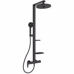 Il set doccia Ceraflow ALU+ è composto da: miscelatore a parete colore nero seta montaggio a muro passo 150 mm, raccordi a S  ...