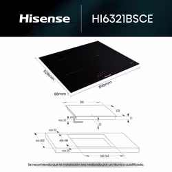 Hisense HI6321BSCE piano cottura Nero Da incasso 59 cm Piano cottura a induzione 3 Fornello(i) - Vista aggiuntiva 2