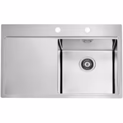 Lavello in acciaio inox Pure 40 materiale acciaio inox finitura combi (KMB) - vasca lucida, bordo molato vaschetta a destra, ...