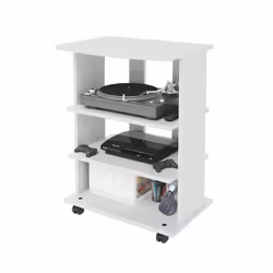 Mobile porta tv Elide - Colore bianco - Piano porta Tv - 3 ripiano - Mobile con 4 ruote Dimensione - Altezza: cm 81 - Lunghez ...