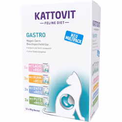 Kattovit Gastro Multipack, Adulto, Pollo, Anatra, Riso, Salmone, Turchia, 85 g