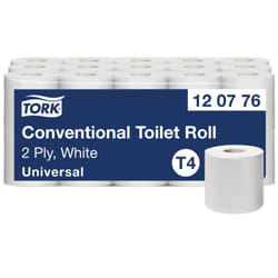 Tork - 120776 Rotoli Carta Igienica Universal, 2 veli, extra lunghi, compatibile con sitema T4, 30 Rotoli x 400 strappi, bianca