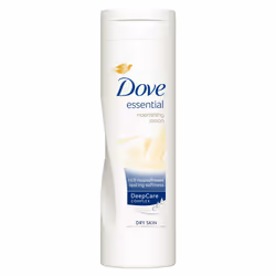 Dove Essential, Lozione, Donna, Idratante, Nutriente, Setificante, Pelle secca, 250 ml, Bottiglia