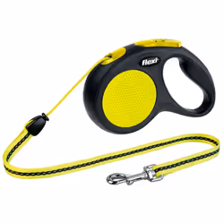 Flexi New NEON, Cane, Guinzaglio retrattile, Blu, Giallo, Corda, 20 kg, 5 m