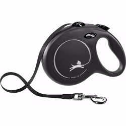 Flexi New Classic L, Cane, Guinzaglio retrattile, Nero, Nastro, 50 kg, Monocromatico