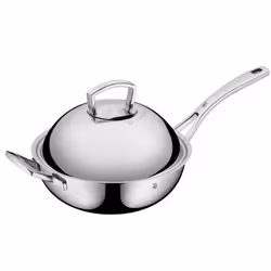 WMF 0753506040, Rotondo, Wok/padella per cottura al salto, Acciaio inox, Acciaio inox, Wok, Alluminio, Cromo, Acciaio inox