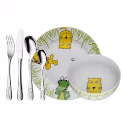 WMF 1280029964, Set di posate per bambini, Verde, Acciaio inox, Bianco, Porcellana, Acciaio inox, 3 anno/i, 16,5 cm, 18,5 cm