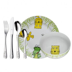 WMF 1280029964 Set di posate per bambini Verde, Acciaio inox, Bianco Porcellana, Acciaio inox