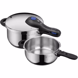WMF Perfect Plus - Set di pentole a pressione a induzione, 2 pezzi, 4,5 l + 3 l, grande segnale di cottura, 2 livelli di cott ...