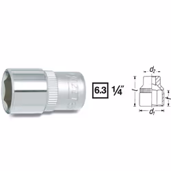 HAZET 850A-3/16, 1 pz, 25,4 / 4 mm (1 / 4"), Acciaio al cromo vanadio, 25 mm, 11 g