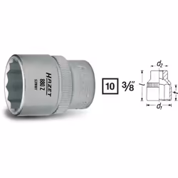 HAZET 880Z-21, 1 pz, 76,2 / 8 mm (3 / 8"), Acciaio al cromo vanadio, 31,5 mm, 62 g
