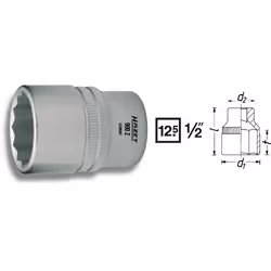 HAZET 900AZ-31/32, 1 pz, 25,4 / 2 mm (1 / 2"), Acciaio al cromo vanadio, 44 mm, 107 g