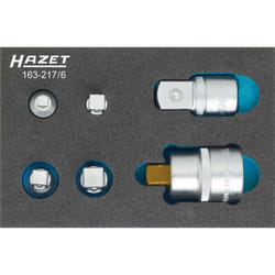 Hazet - Serie di adattatori 163-217/6 ∙ Attacco quadro, cavo, 1/4 di pollice (6,3 mm), Attacco quadro, cavo, 3/8 di pollice (10 mm), Attacco quadro,