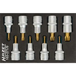 Serie di inserti chiave a bussola giravite ∙ torx® 163-271/9 ∙ Attacco quadro, cavo, 1/2 di pollice (12,5 mm) ∙ Profilo interno torx® ∙ 9-pezzi ∙ T20