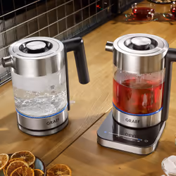 Graef WK300 bollitore elettrico 1 L 2000 W Nero, Acciaio inox, Trasparente