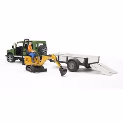 BRUDER Land Rover Defender with trailer, CAT and man - Vista aggiuntiva 4