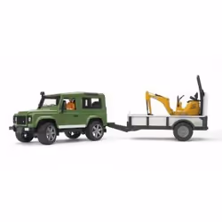 BRUDER Land Rover Defender with trailer, CAT and man - Vista aggiuntiva 5