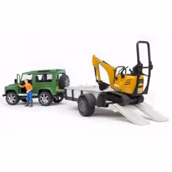 BRUDER Land Rover Defender with trailer, CAT and man - Vista aggiuntiva 6