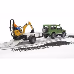 BRUDER Land Rover Defender with trailer, CAT and man - Vista aggiuntiva 7