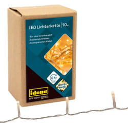 Idena - 8582065 - Catena luminosa a led con 10 led in bianco caldo, con funzione timer 6 ore, a batteria, lunghezza circa 1 m, per uso interno, come