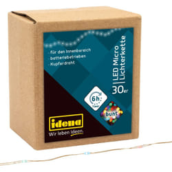 Idena - 31096 - Micro catena luminosa a led con 30 led, con funzione timer per 6 ore, funzionamento a batteria, circa 3,2 m di lunghezza, decorazione