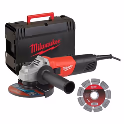 Set Smerigliatrice Milwaukee AG800-115E_D, utensile di serraggio e valigetta rigida con maniglia. Leggera, compatta e sicura  ...