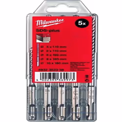 Estuche de plástico de 5 brocas SDS-Plus 2filos 5 / 6x110mm 6 / 8 / 10x160mm