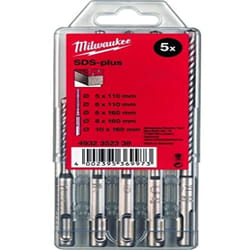 Estuche de plástico de 5 brocas SDS-Plus 2filos 5 / 6x110mm 6/8 / 10x160mm