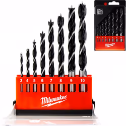 Holzbohrer-Set 8-tlg. Original Produkt der renommierten Firma Milwaukee ® Durchmesser: ø 3 / 4 / 5 / 6 / 7 / 8 / 9 / 10 mm Ar ...