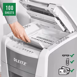Leitz 80120000 distruggi documenti Taglio a frammenti 22 cm Grigio, Bianco - Vista aggiuntiva 6