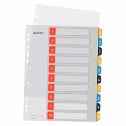 Leitz 12470000, Indice a linguetta numerico, Polipropilene (PP), Ritratto, A4 Maxi, 245 mm, 305 mm