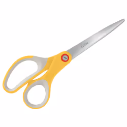 Leitz 53320019, Adulto, Taglio a zig zag, Singolo, Grigio, Giallo, Acciaio inox, Forbici da ufficio