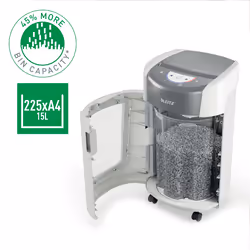 Leitz IQ OptiMax Home Office 225 distruggi documenti Taglio a frammenti 58 dB Grigio, Bianco - Vista aggiuntiva 2