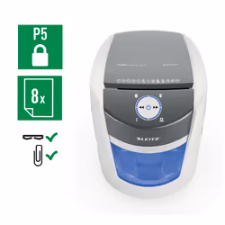 Leitz IQ OptiMax Small Office 350 distruggi documenti Taglio a frammenti 58 dB 22,3 cm Grigio, Bianco - Vista aggiuntiva 5