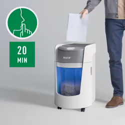 Leitz IQ OptiMax Small Office 350 distruggi documenti Taglio a frammenti 58 dB 22,3 cm Grigio, Bianco - Vista aggiuntiva 6