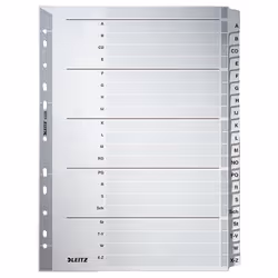 Leitz 43280000, Indice a linguetta alfabetica, Cartoncino, Grigio, Ritratto, A4, 2, 3, 4, 6