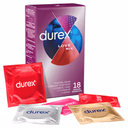 Durex Kondome Love Mix, Preservativo maschile, Combinata, Trasparente, Lattice, 56 mm, 195 mm
