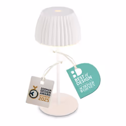 Lampada da tavolo ricaricabile RIFFLE Mini in bianco: Lampada premiata (German Design Award 2025, Best of Design Award 2025 d ...
