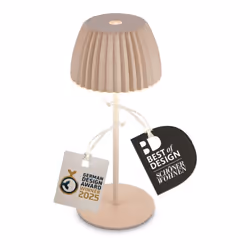Lampada da tavolo ricaricabile RIFFLE Mini in beige: Lampada premiata (German Design Award 2025, Best of Design Award 2025 di ...